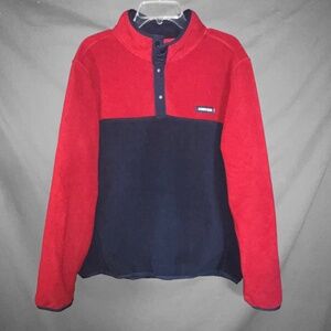 Land's End Navy & Red Fleece Pullover